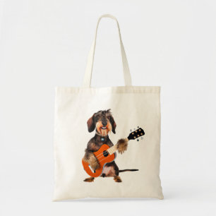 Drahthaarterrier Dackel Spielen Acoustic Gitarre Tragetasche