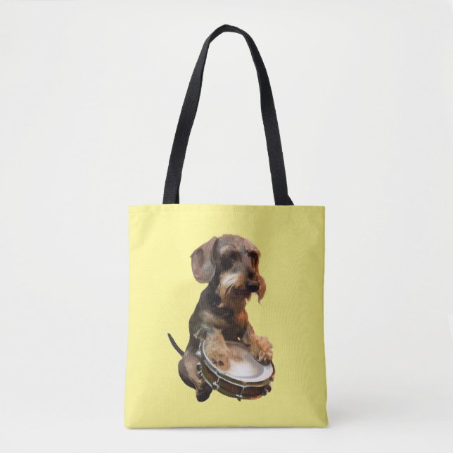 Drahthaarterrier Dackel - Trommeln Tasche (Vorderseite)