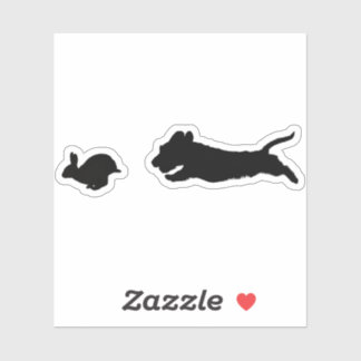 Drahthaarterrier Dackel und Kaninchen Aufkleber