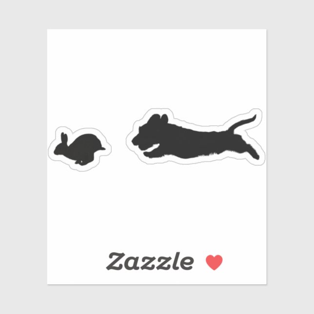 Drahthaarterrier Dackel und Kaninchen Aufkleber (Blatt)