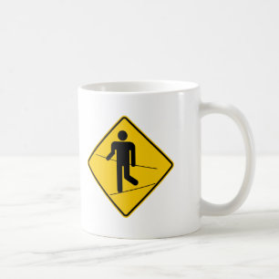 Drahtseil-Wanderer-Zonen-Landstraßen-Zeichen Kaffeetasse