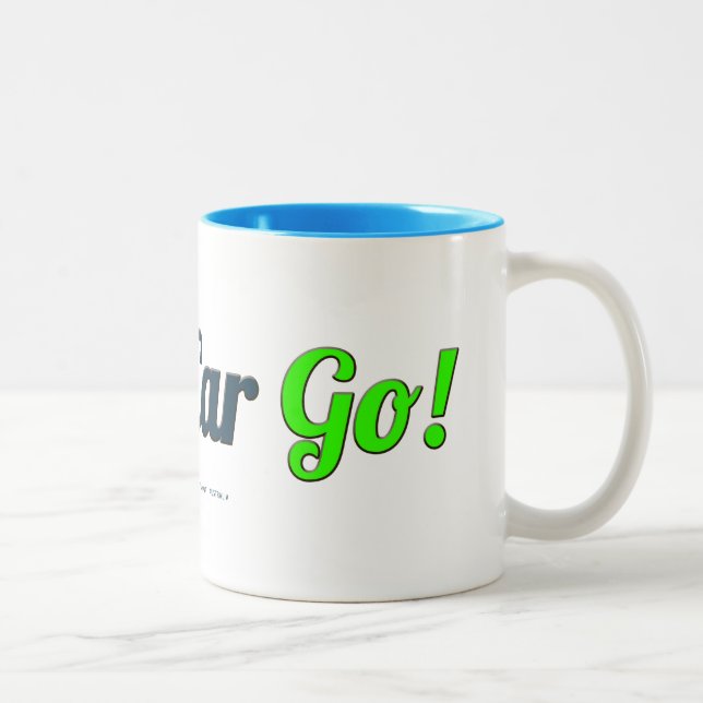 Drahtseilbahn gehen! weiße Tasse (Rechts)