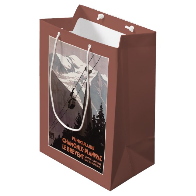 Drahtseilbahn-Plakat Funiculaire Le Brevent Mittlere Geschenktüte (Vorderseite Schrägansicht)