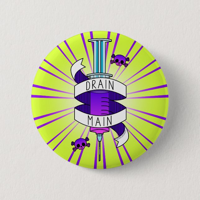 Drain Main Gamer Lila Green Cartoon Spritze Button (Vorderseite)