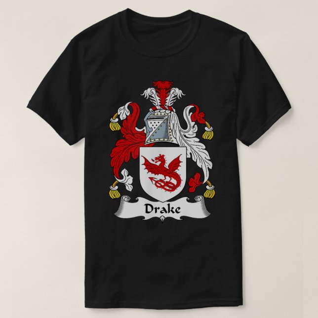 Drake Coat of Arms Familienwappen T-Shirt (Design vorne)
