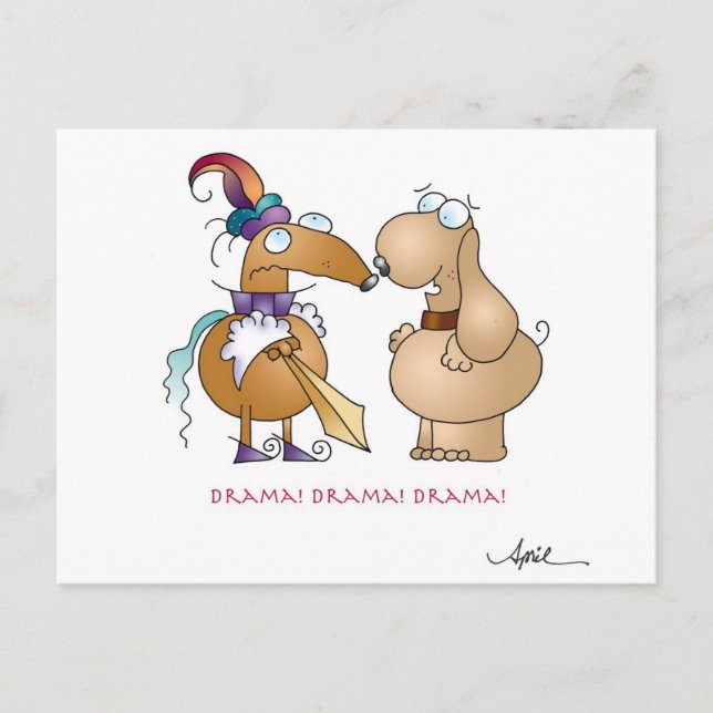 DRAMA! DRAMA! DRAMA! Cartoon Postkarte (Vorderseite)