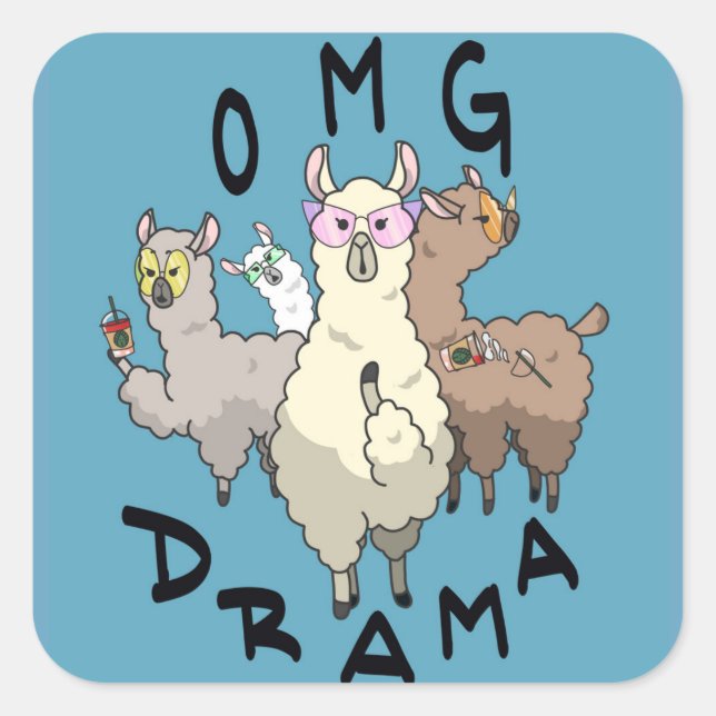 Drama Lama Quadratischer Aufkleber (Vorderseite)