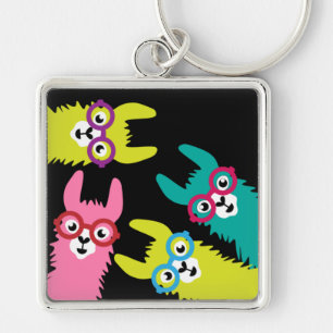 Drama Llama Colorful Camelid Schlüsselanhänger