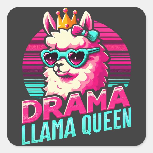 Drama Llama Queen for Llama Lovers for Women Girls Quadratischer Aufkleber (Vorderseite)