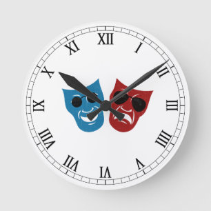 Drama-Masken mit Sonnenbrille Runde Wanduhr