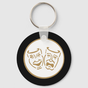 Drama-Masken (Weiß u. Gold) Schlüsselanhänger