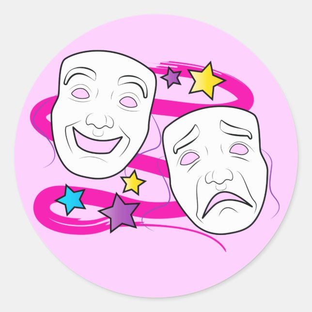 Drama maskiert Comedy und Tragedy Runder Aufkleber (Vorderseite)