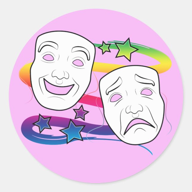 Drama maskiert Comedy und Tragedy Runder Aufkleber (Vorderseite)