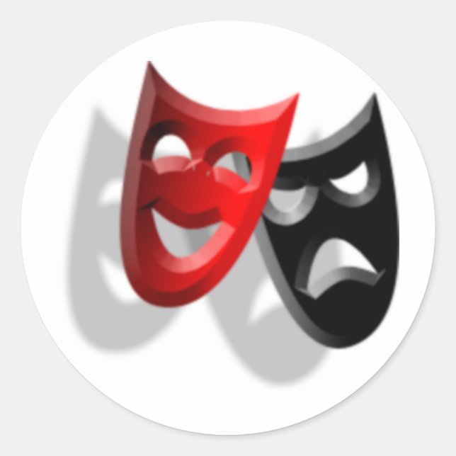 Drama Masks Runder Aufkleber (Vorderseite)