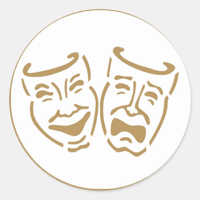 Drama Masks Runder Aufkleber (Vorderseite)