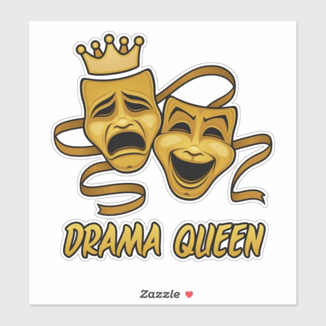 Drama Queen Comedy and Tragedy Gold Theater Maske Aufkleber (Blatt)