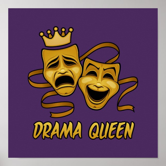 Drama Queen Comedy and Tragedy Gold Theater Maske Poster (Vorne)