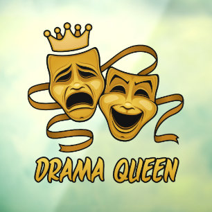 Drama Queen Comedy and Tragedy Gold Theater Masken Fensteraufkleber