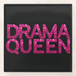 Drama Queen Hot Pink Glitzer Glasuntersetzer
