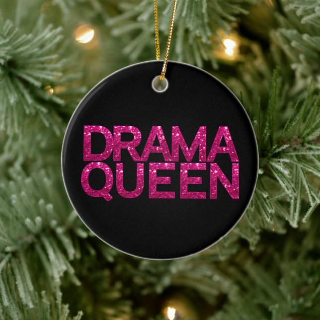 Drama Queen Hot Pink Glitzer Personalisiert Keramik Ornament (Baum)