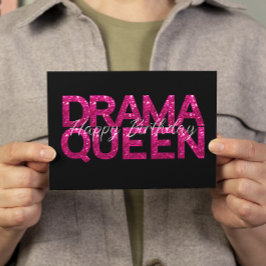 Drama Queen Pink Glitzer Geburtstagkarte Karte