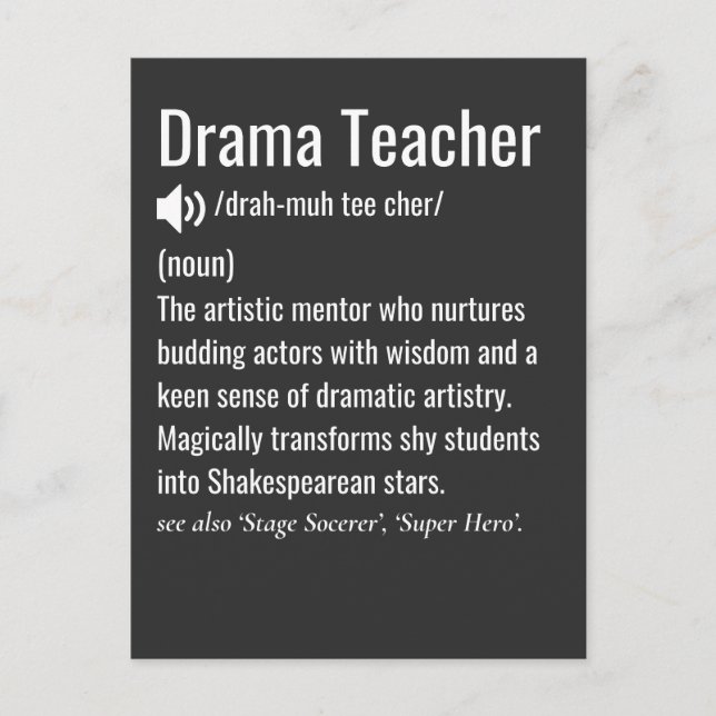Drama Teacher Postkarte (Vorderseite)