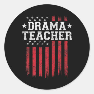 Drama Teacher Proud American Flag Usa Patriot Patr Runder Aufkleber