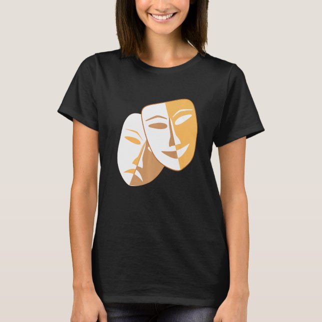 Drama Theater Masken Comedy und Tragedy T-Shirt (Vorderseite)