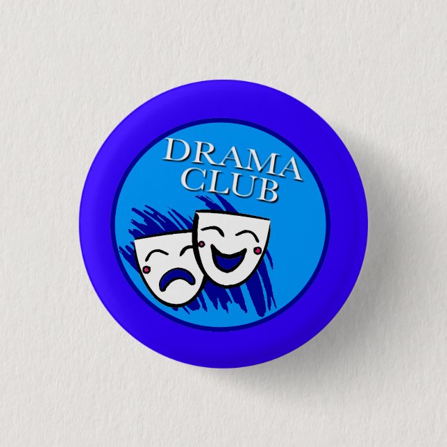 Drama-Verein-Abzeichen im blauen Knopf Button (Vorderseite)