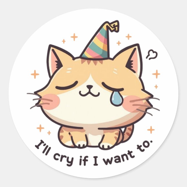 Dramatic Cat Crying Party Sticker - Relatable Humo (Vorderseite)
