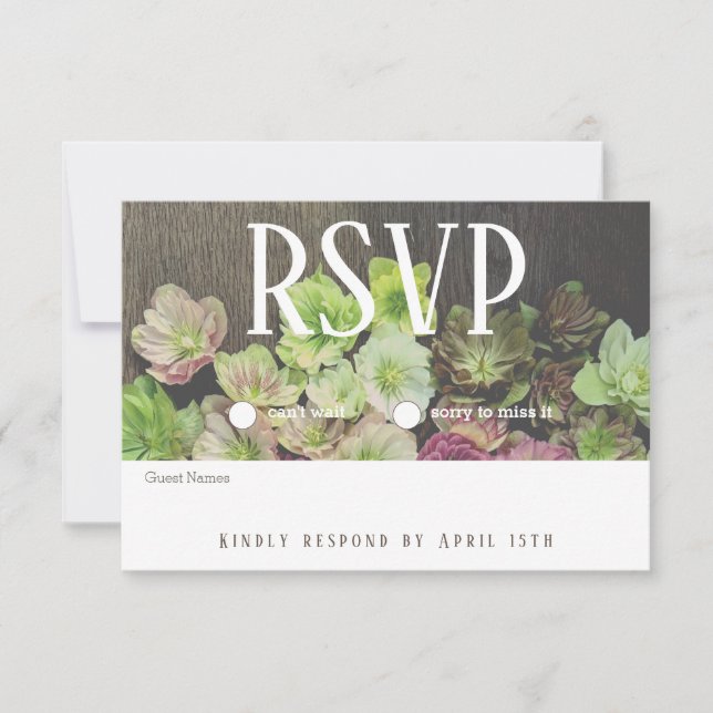 DRAMATIC Garden Hellebore Wood RSVP Karte (Vorderseite)