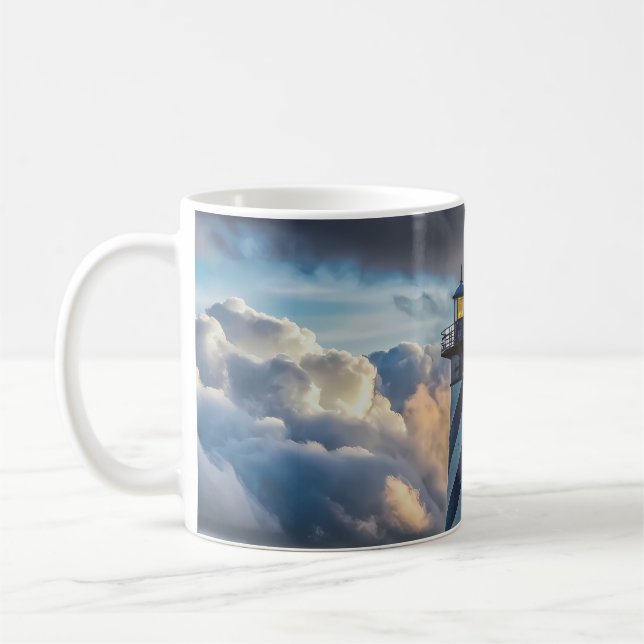 Dramatic Lighthouse Seascape with Stormy Waves Kaffeetasse (Links)