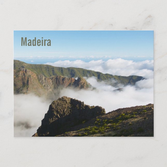 Dramatic Mountain Landscape with Clouds in Madeira Postkarte (Vorderseite)