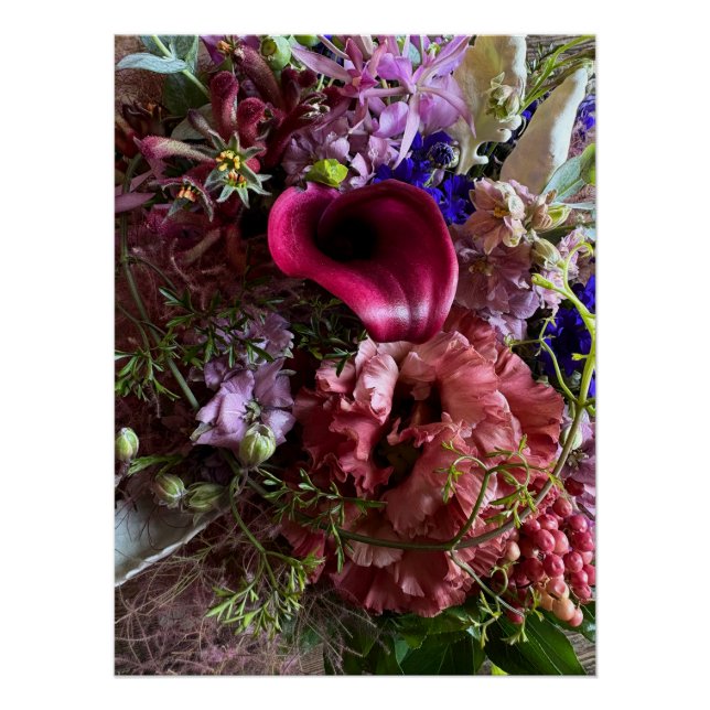 Dramatic Purple Floral Elegance Art Poster (Vorderseite)