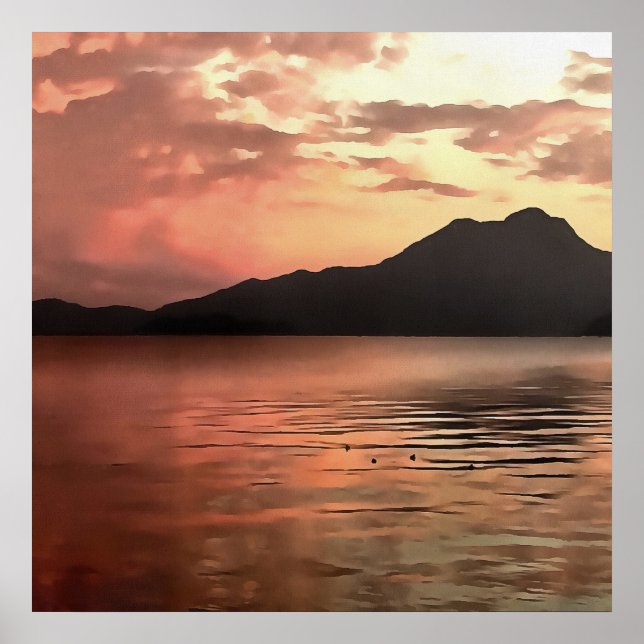 Dramatic Sunset At Koycegiz Landscape Art Poster (Vorne)