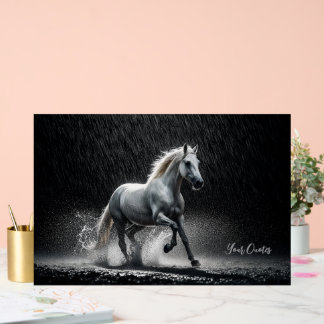 Dramatic White Horse Galloping in Rain Acrylschild