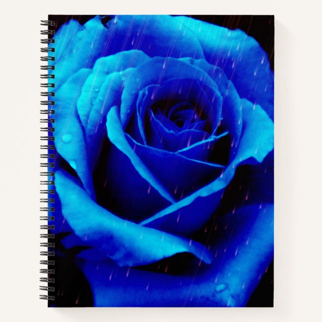 Dramatisch Blaue Rose Notizbuch (Vorderseite)