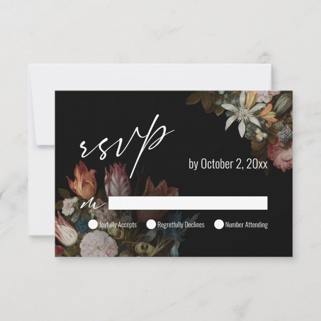 Dramatisch, Moody Dutch Masters Tulips in Bouquet RSVP Karte (Vorderseite)