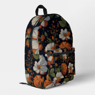 Dramatisch orange-weiße Retro-Blume Bedruckter Rucksack