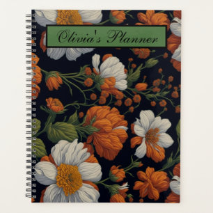 Dramatisch orange-weiße Retro-Blume Planer
