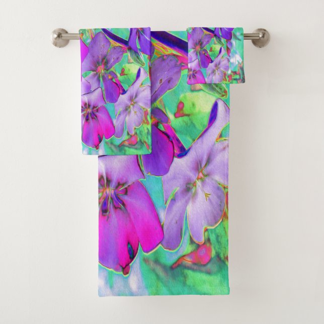 Dramatisch Psychedelische Magenta und violette Blu Badhandtuch Set (Insitu)