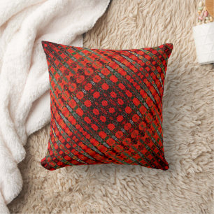 Dramatisch Red Sine Waves Funky Pattern Cotton Kissen