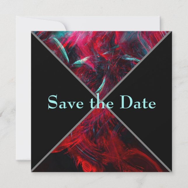 Dramatisch rot und schwarz Save the Date (Vorderseite)