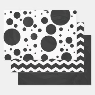 Dramatisch Schwarz Farbkoordinierte Muster Geschenkpapier Set