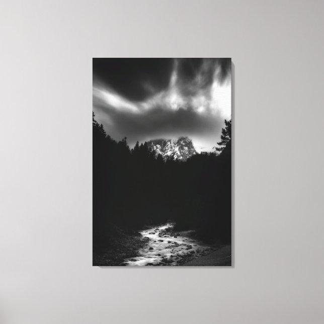 Dramatische Berg- und Flusslandschaft Leinwanddruck (Vorderseite)