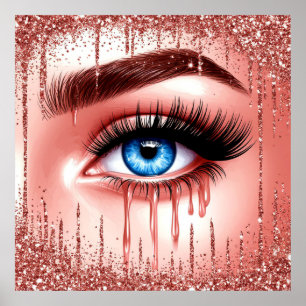 💋 Dramatische blaue Augen Glam-Dekoration für Mak Poster