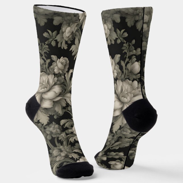 Dramatische Crew-Socken aus Grün und Schwarz Socken (Gewinkelt)