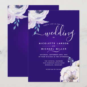 Dramatische dunkle Lila und Lilac Floral Wedding Einladung