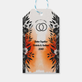Dramatische Hochzeit mit schwarzem Orangen Geschenkanhänger