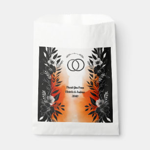 Dramatische Hochzeit mit schwarzem Orangen Geschenktütchen